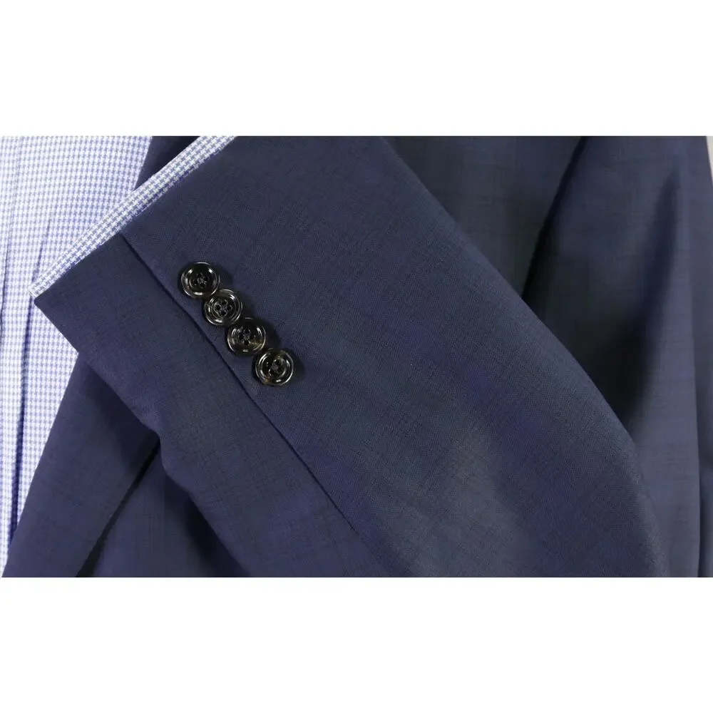 Ermenegildo Zegna 15 Milmil 15 Current Navy Blue Plaid 2Btn Sportcoat Blazer 42S